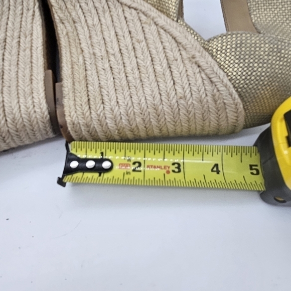 Michael Kors Damita Tan Sand Canvas Zip Wedge Espadrille Platform Sandal Sz 9.5 - Picture 6 of 12